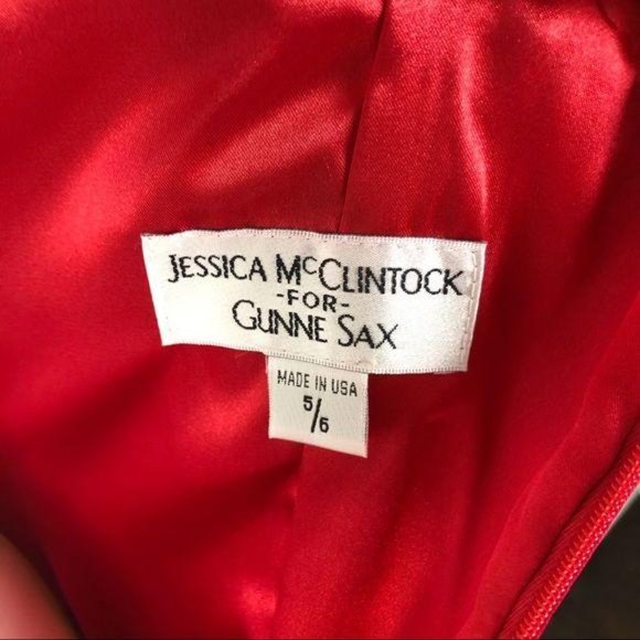 GUNNE SAX Vintage Red Strapless Polka Dot Dress - Picture 8 of 9